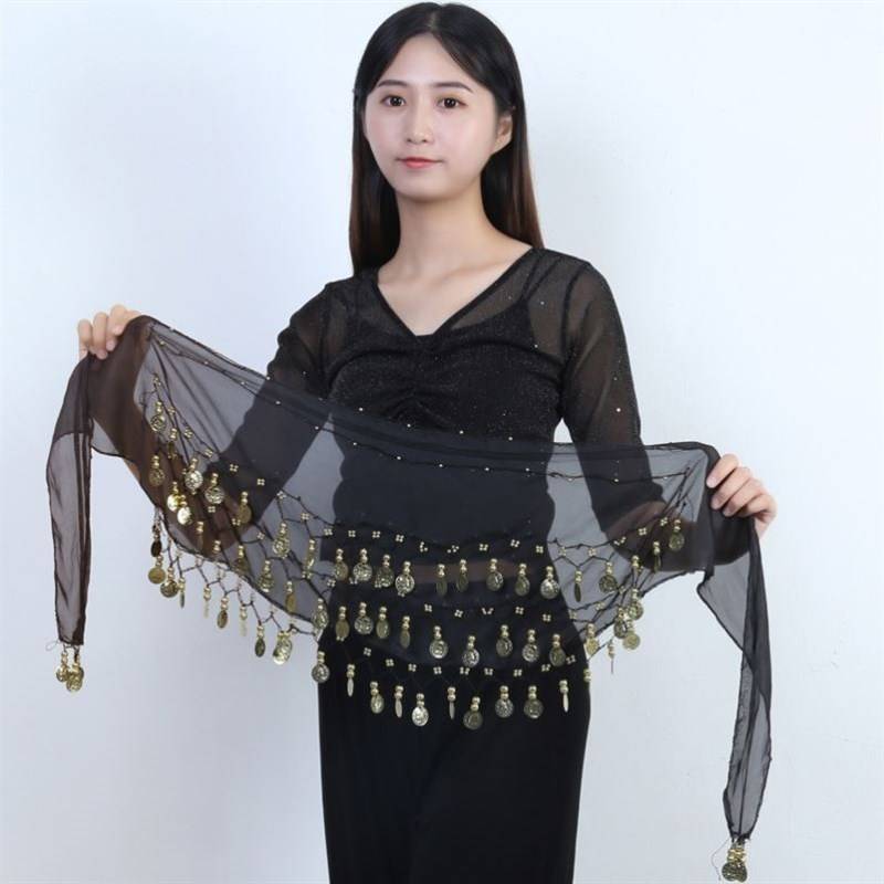 Belly dance hip A scarf dance exercise short skirt waist chain hip skirt decorative wrap skirt and waist decoration adult Indian dance play waist