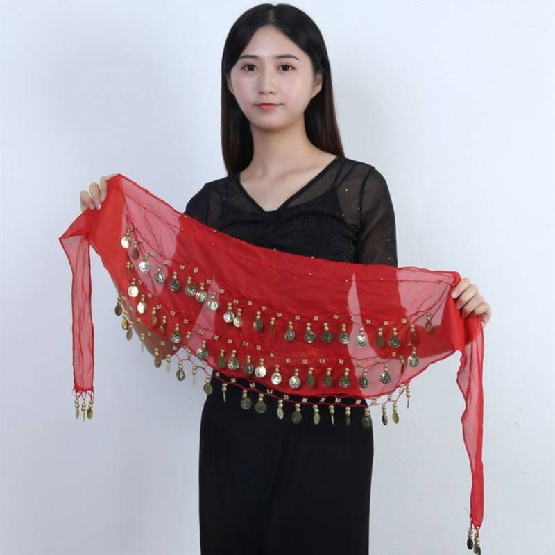 Belly dance hip A scarf dance exercise short skirt waist chain hip skirt decorative wrap skirt and waist decoration adult Indian dance play waist