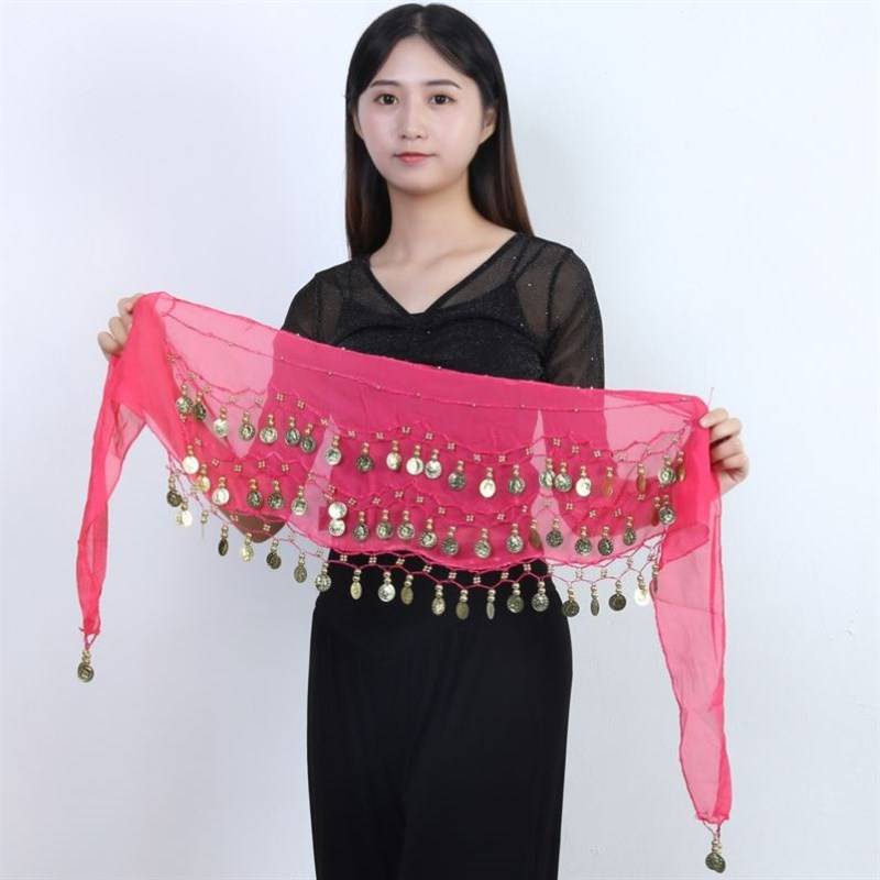 Belly dance hip A scarf dance exercise short skirt waist chain hip skirt decorative wrap skirt and waist decoration adult Indian dance play waist