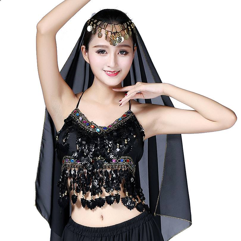 New belly dance top, Indian dance, chest performance, clothing practice top color diamond chrome spin strap bellyband top
