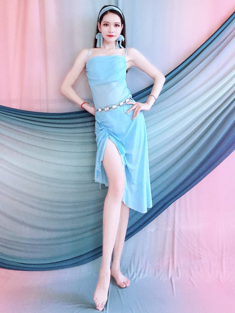 2024 new belly dance clothing reveal band lotus leaf edge dress female beginners performed Oriental practice uniforms