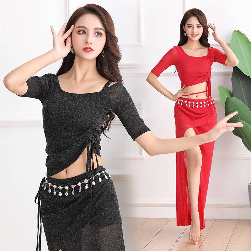 Spring and summer belly dance practice service new Oriental dance sleeve long skirt big size performance performance service sexy beginner