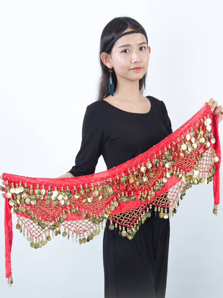 The new belly dance waist chain hip -hip scarf Performance of the clothing junior scholar belt overweight ultra -sound waist sealing female