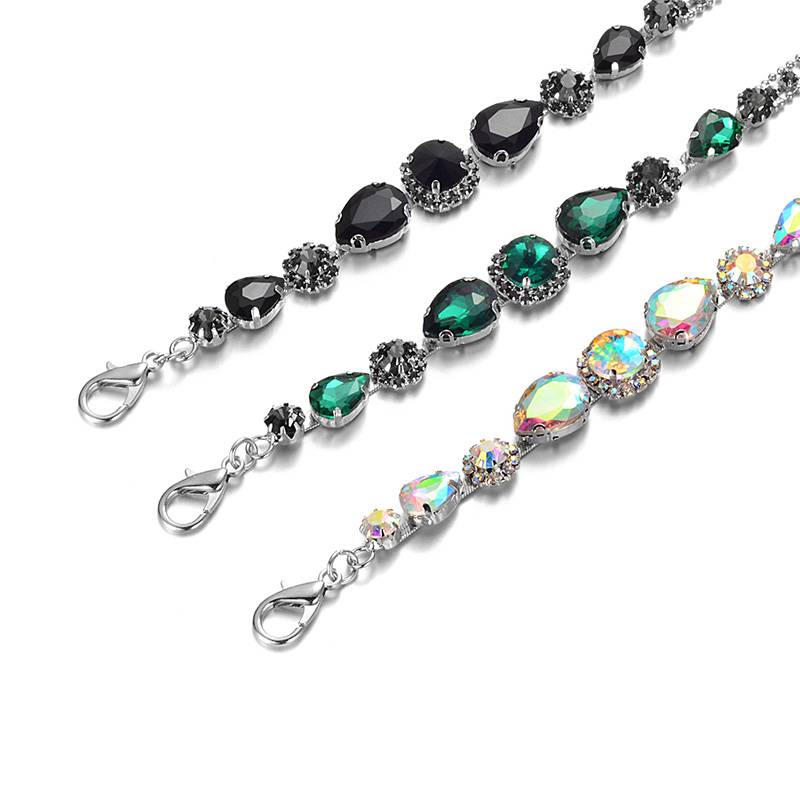 Fashion new oriental dance diamond chain water droplet heart -shaped rhinestone belly dance waist chain female double -layer color drill belt accessories