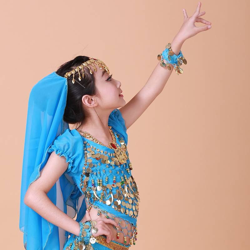 Children's Indian dance hand ring adult belly dance bracelet dance wristband children's Xinjiang dance hanging coin bracelet girl