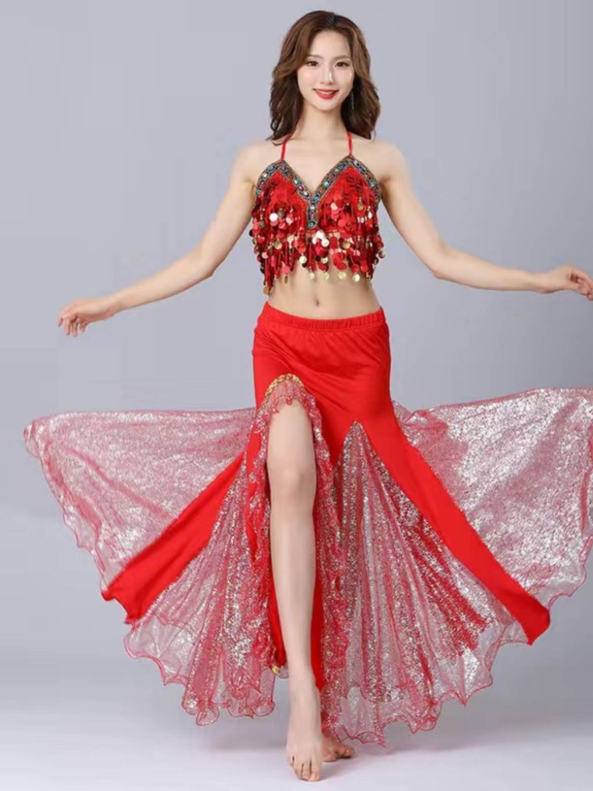 Belly Dance Set 2023 New Xinjiang Egypt's Indian Dance Server high -end performance clothes skirt women practice clothing