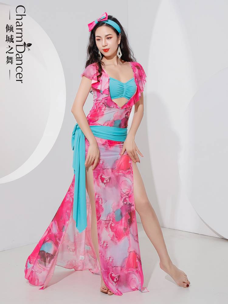 Tingcheng Dance Belly Dance Service 2024 New Printing Shaabi Baladi Playful and Lovely Robe Practice Services