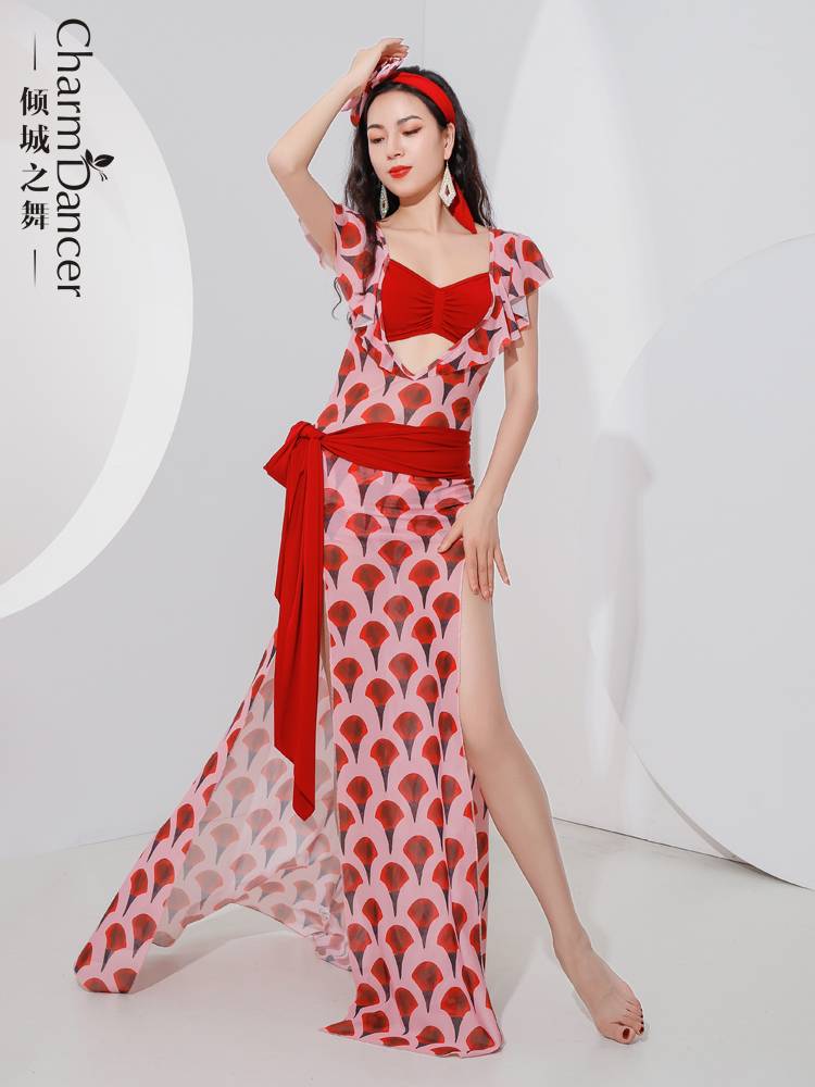 Tingcheng Dance Belly Dance Service 2024 New Printing Shaabi Baladi Playful and Lovely Robe Practice Services