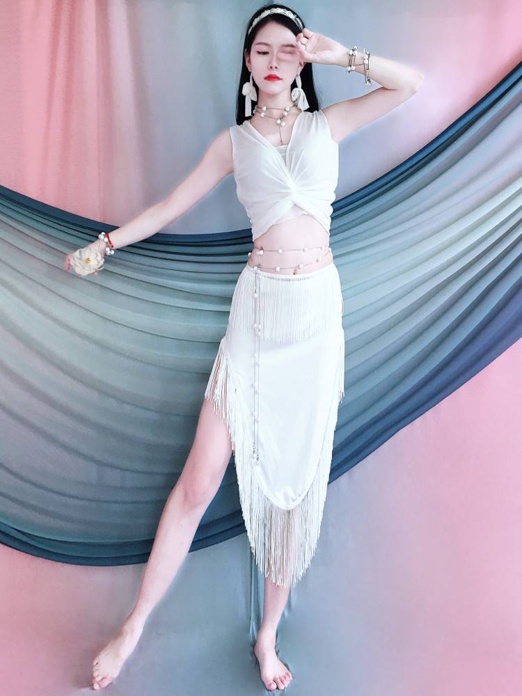 Belly Dance 2024 Summer Multi -color Top Sustener Set New Oriental Dance Children's Performance Service