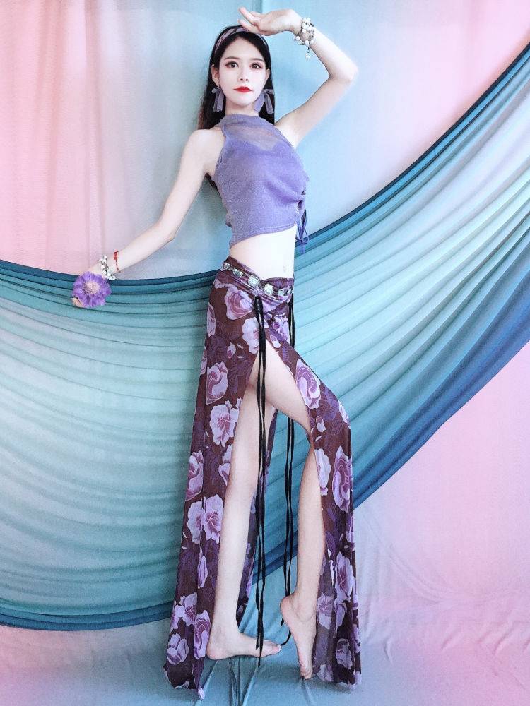 Belly Dance 2024 spring and summer new sleeveless top sexy double split long skirt Oriental dance group junior scholar