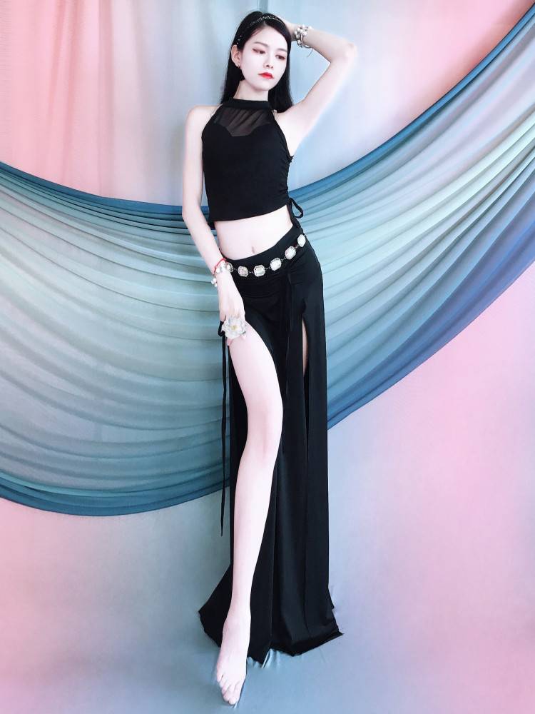 Belly Dance 2024 spring and summer new sleeveless top sexy double split long skirt Oriental dance group junior scholar