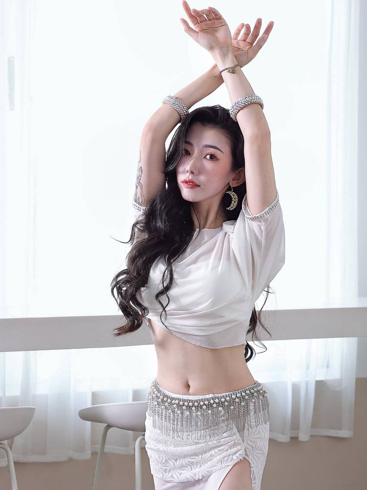 Belly Dance 2024 Summer new practice service sexy hot drilling water gauze set Oriental dance performance service