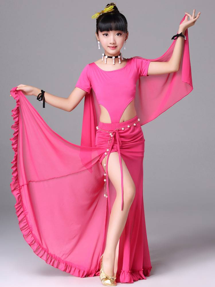 Baiya Qianhui Xia Children's Performance Server Belly Dance Clothing Skirt Set Practice Funny Dressing Girl Oriental Dance Performance Service