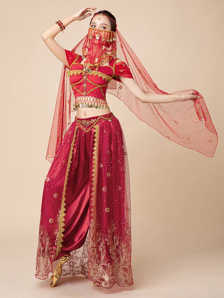 Belly Dance Performance Jasmine Princess Lantern Pants Set Exotics Indian Dance Clothing Bollywood Dance Service