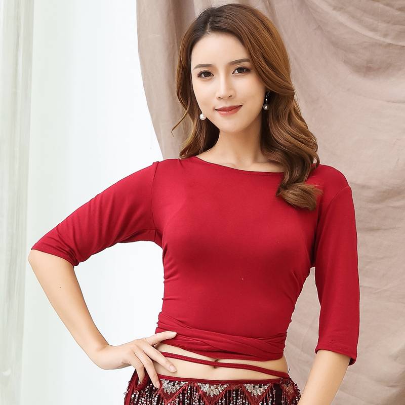 2023 new performance service belly dance suite long -sleeved exercise service female Oriental dance sequin streams hip scarf net