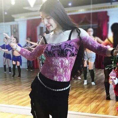 Belly dance exercise clothing belly dance, sexy hollow sleeve base jacket belly dance bottom shirt