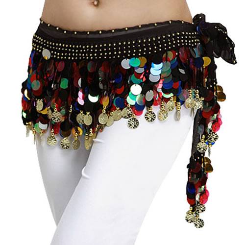 Belly dance waist chain hip -chiffon three -layer wave gold coin waist seal India 2021 new waist chain beginner