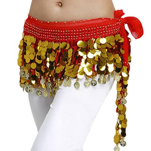 Belly dance waist chain hip -chiffon three -layer wave gold coin waist seal India 2021 new waist chain beginner
