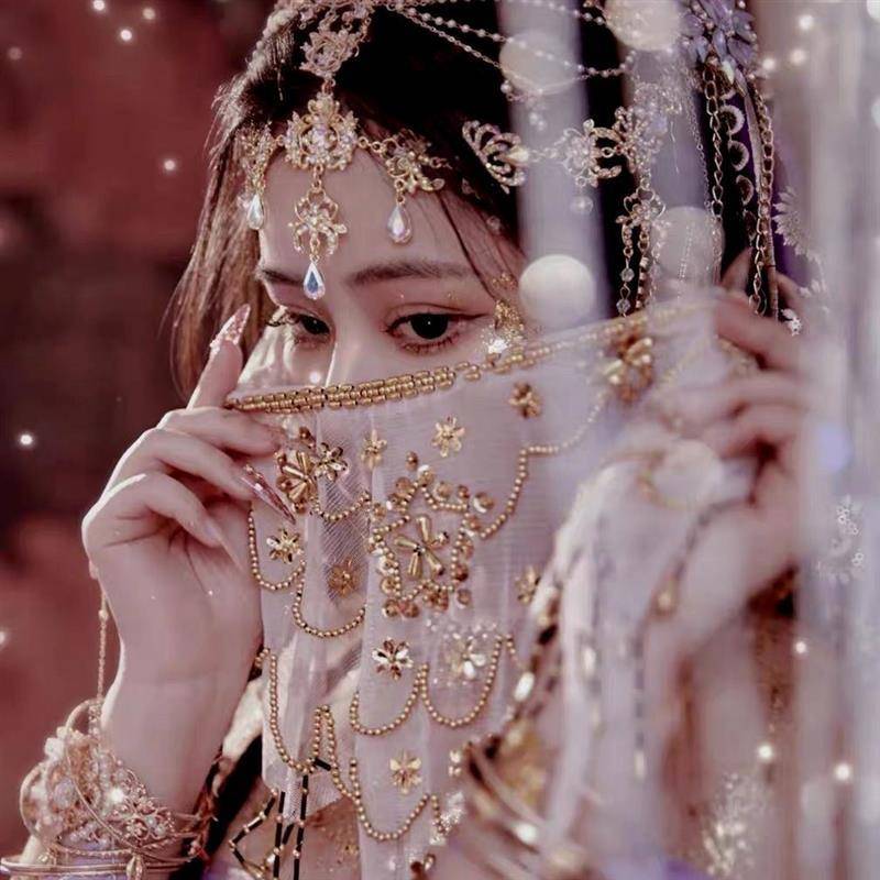 Belly dance veil exotic princess cos veil Western style dance covered face ancient style Hanfu fairy faces yarn