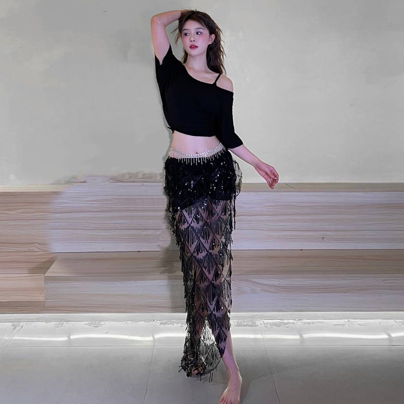 2024 New Spring and Summer Belly Dance Performance Services Discipline Discipline Filial Towel Llerated Top