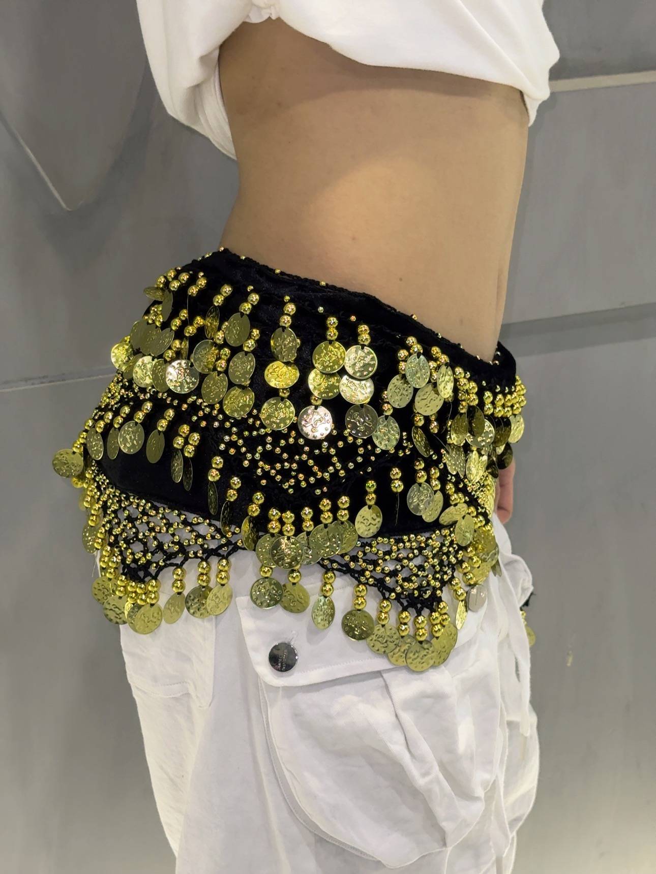 ALDSTUDIO same velvet jazz jazz belly dance sequin hip hipline and waist towel waist chain tower triangle