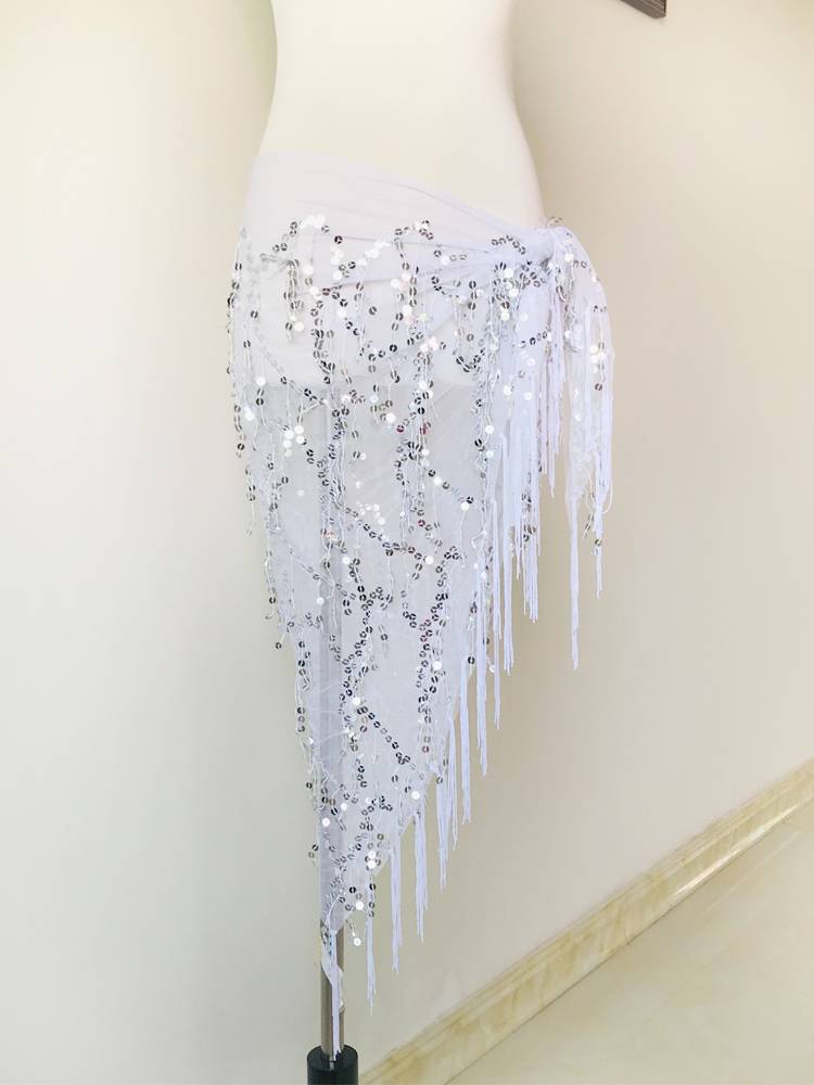 2024 new belly dance waist chain female practice service, hip scarf, junior scholar practice triangular towel Liusu sequin belt