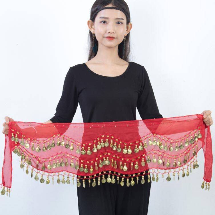 Belly dance waist chain hip scarf new streamproof belt Indian dance clothing waist towel oriental dance waist decoration female Latin waist seal