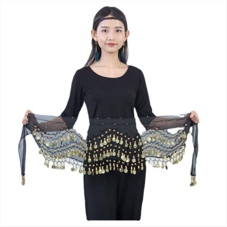 Belly dance waist chain hip scarf new streamproof belt Indian dance clothing waist towel oriental dance waist decoration female Latin waist seal