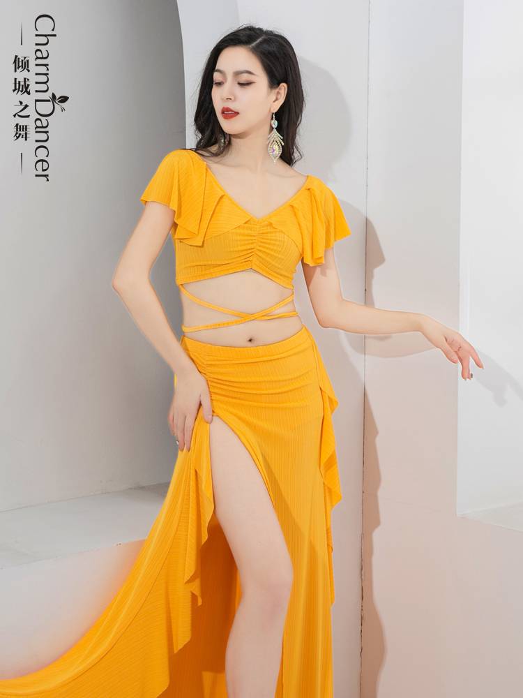 The dancer belly dance clothing 2024 new practice service lotus leaf elements soft and simple Oriental dance clothing