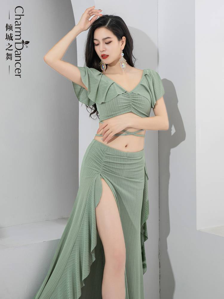 The dancer belly dance clothing 2024 new practice service lotus leaf elements soft and simple Oriental dance clothing