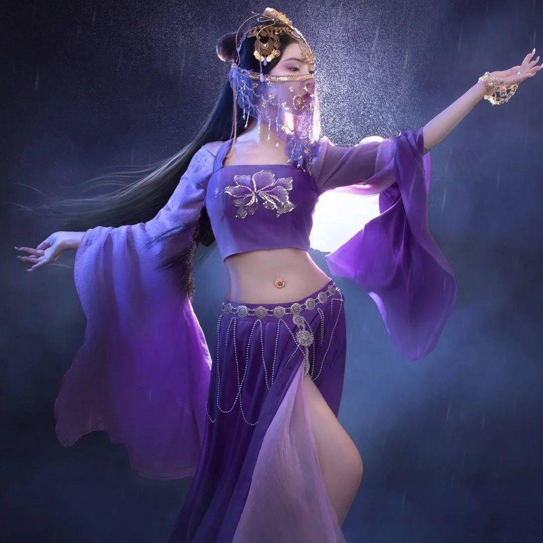 Belly dance veil exotic princess cos veil Western style dance covered face ancient style Hanfu fairy faces yarn