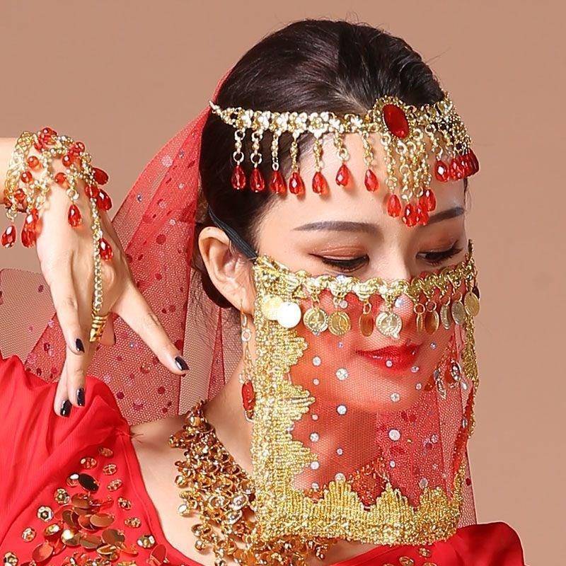 Belly dance veil exotic princess cos veil Western style dance covered face ancient style Hanfu fairy faces yarn