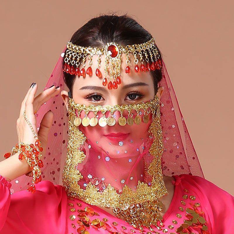 Belly dance veil exotic princess cos veil Western style dance covered face ancient style Hanfu fairy faces yarn