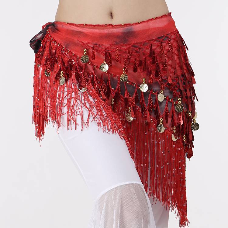 Belly dance hip scarf lumbar chain new streaming triangle scarf waist scarf clothing belt waist seal Latin dance scarf