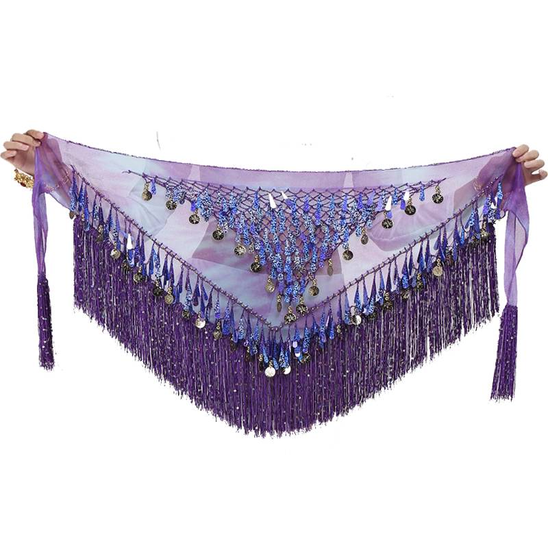 Belly dance hip scarf lumbar chain new streaming triangle scarf waist scarf clothing belt waist seal Latin dance scarf