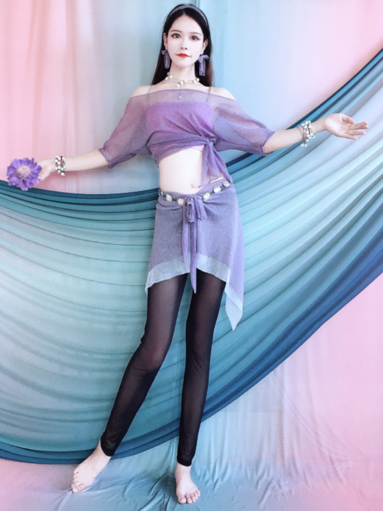 Belly dance set yoga shawl mesh sports hip skirt is a waist -proof mask skirt fitness anti -embarrass apron