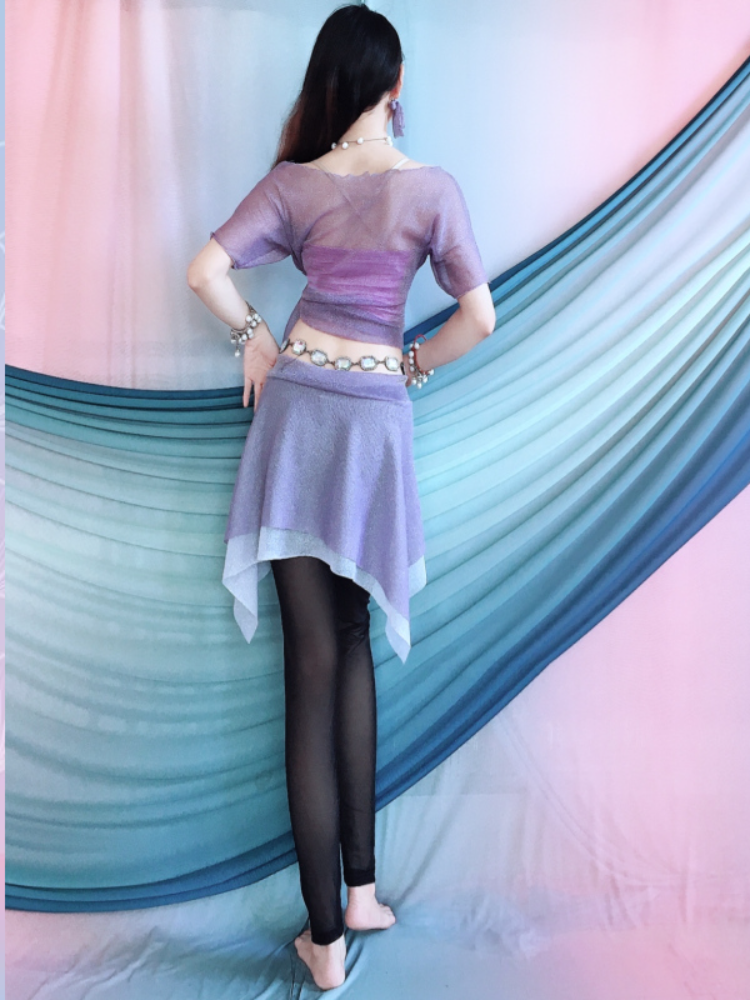 Belly dance set yoga shawl mesh sports hip skirt is a waist -proof mask skirt fitness anti -embarrass apron