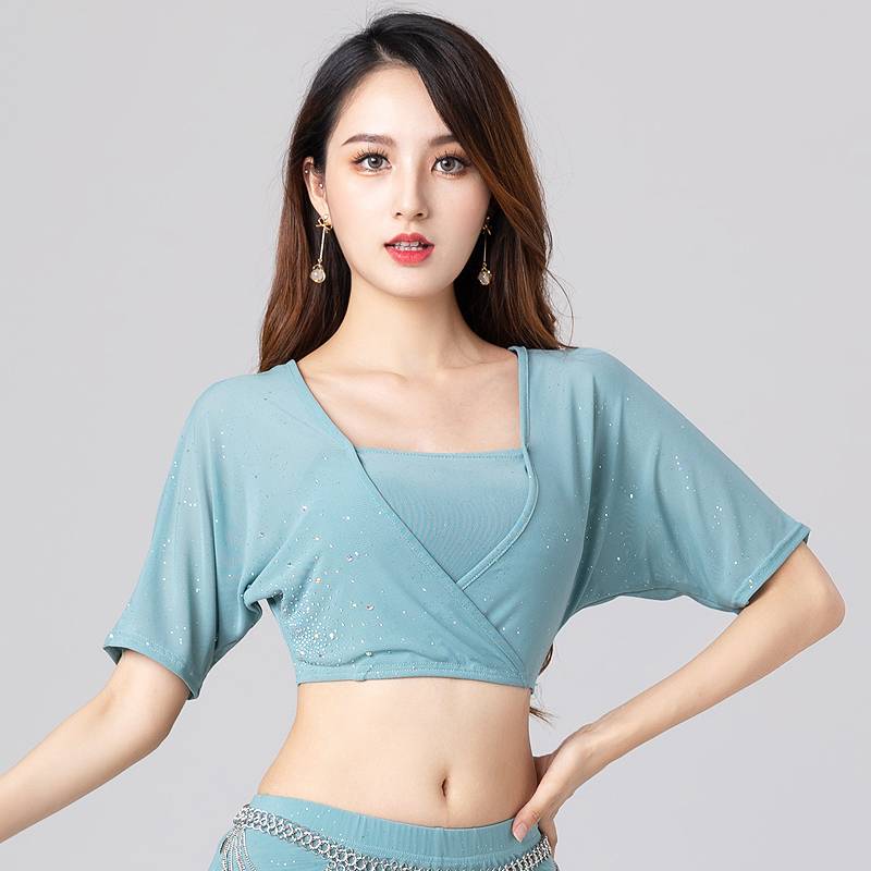 New belly dance exercise short sleeve top 2024 Spring thin oriental dance jacket practice clothes