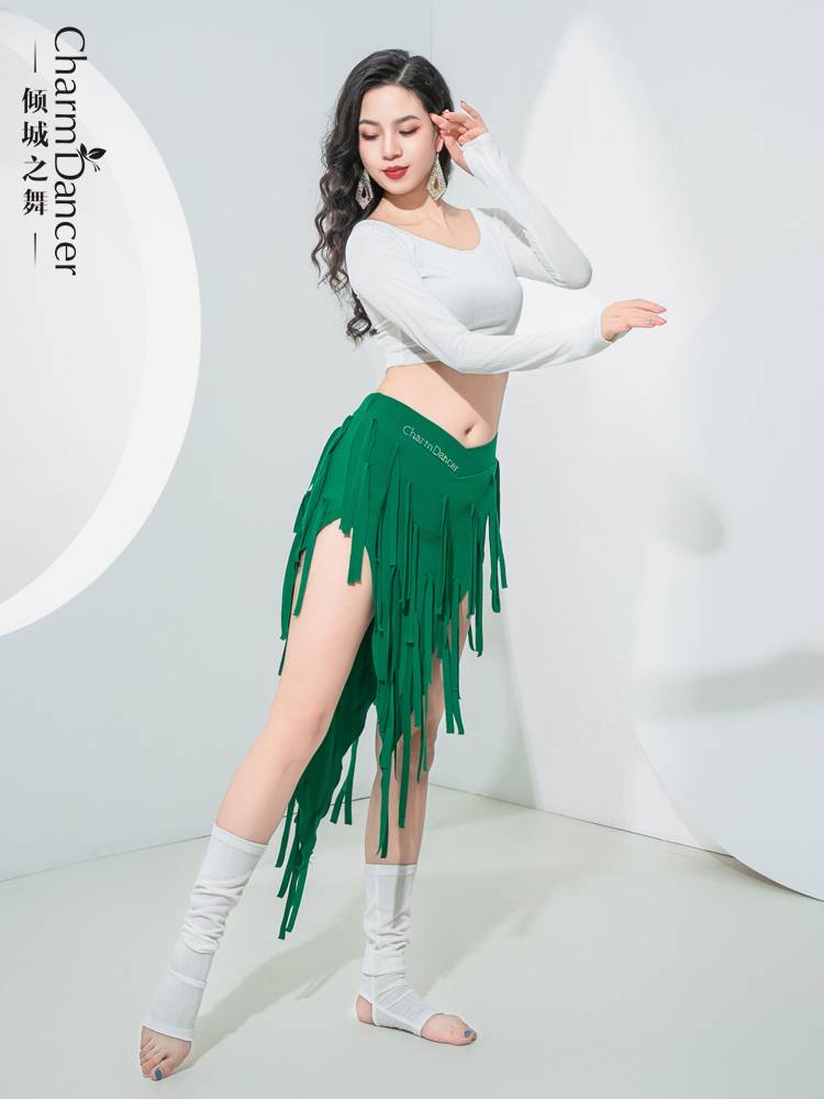 The dance of the city dance belly dance clothing 2024 new practice service spring and summer long -sleeved top -top skirt group exercise clothes