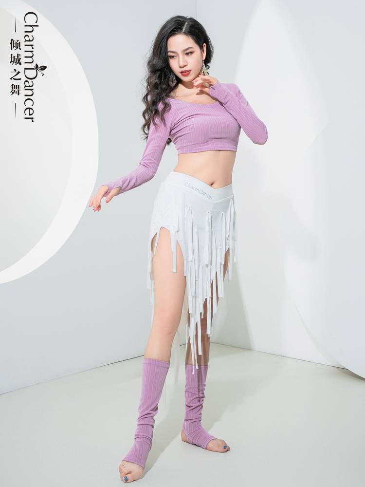 The dance of the city dance belly dance clothing 2024 new practice service spring and summer long -sleeved top -top skirt group exercise clothes