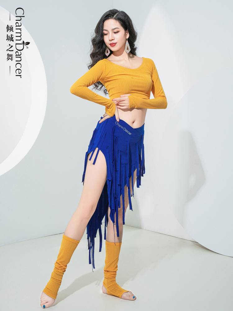 The dance of the city dance belly dance clothing 2024 new practice service spring and summer long -sleeved top -top skirt group exercise clothes