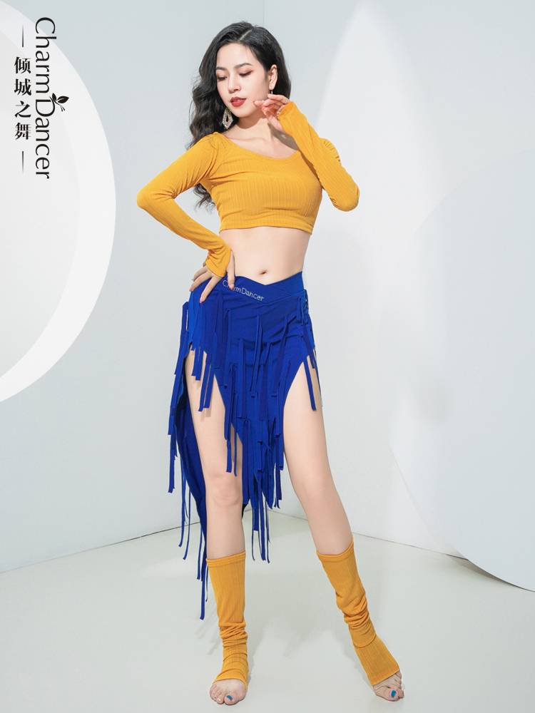 The dance of the city dance belly dance clothing 2024 new practice service spring and summer long -sleeved top -top skirt group exercise clothes