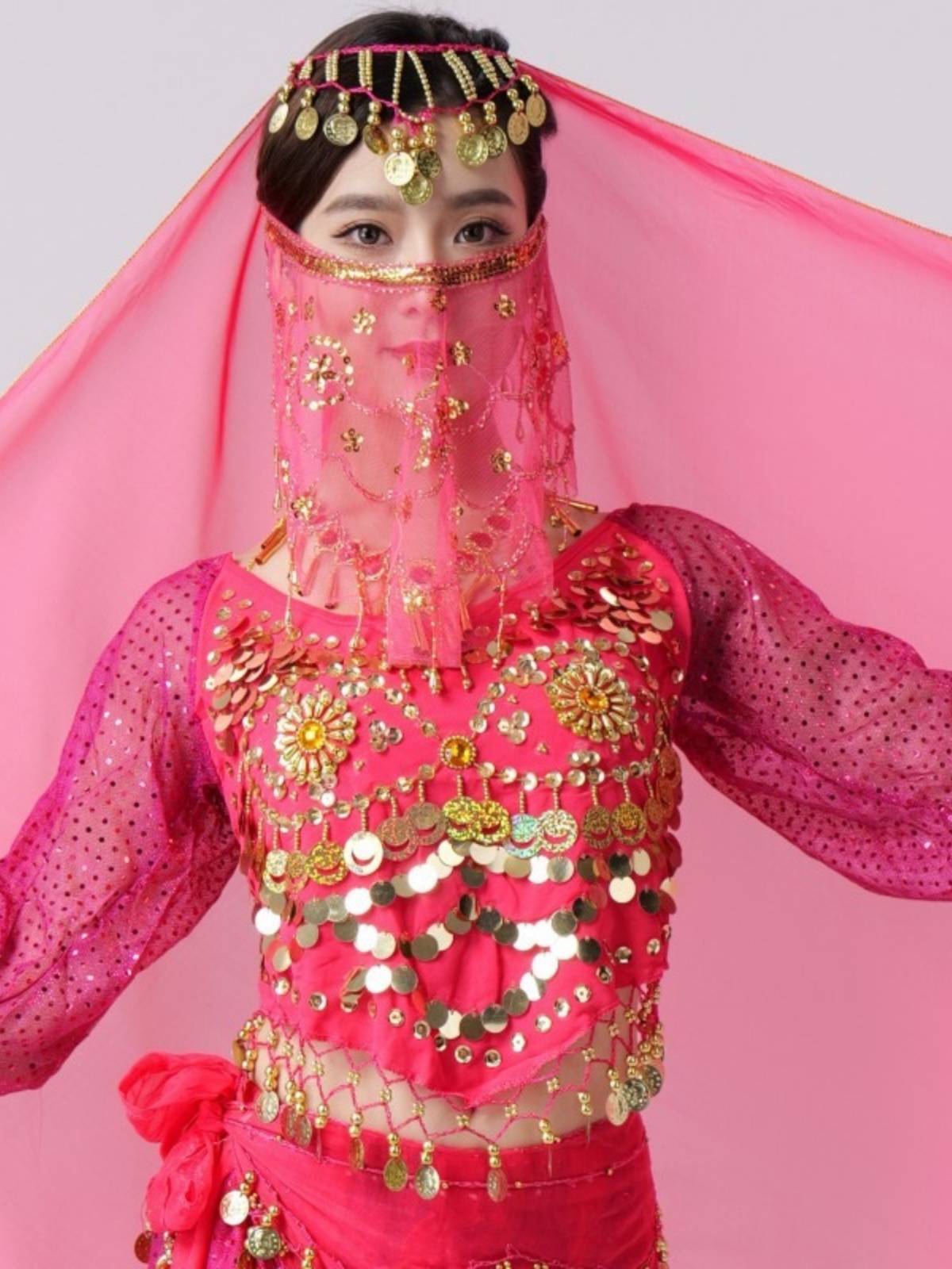 Indian dance performances exercise clothes belly dance clothing new belly dance two flowers and chili long sleeve tops