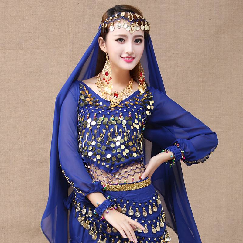 Belly Dance Clothing Indian Dance Performing New Top Top Belly Belly Belly Belly Pepper Short -sleeved Pepper long -sleeved small pepper