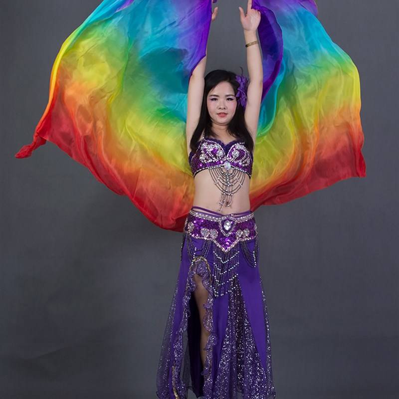 Belly dance scarf high -quality silk N hand toss gauze adult children's silk scarf dance props customized gradient color colorful color