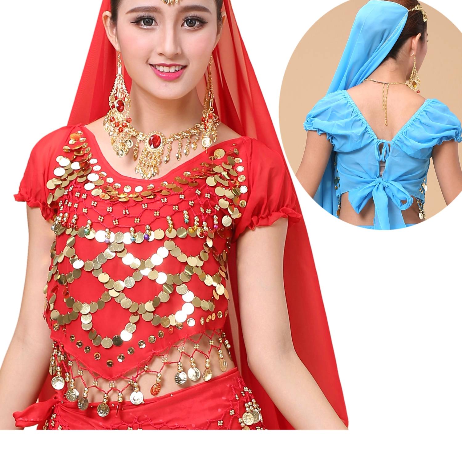 Special -off dance performance clothing belly dance, spring and summer belly carrier Indian dance short -sleeved top new peppers do not miss