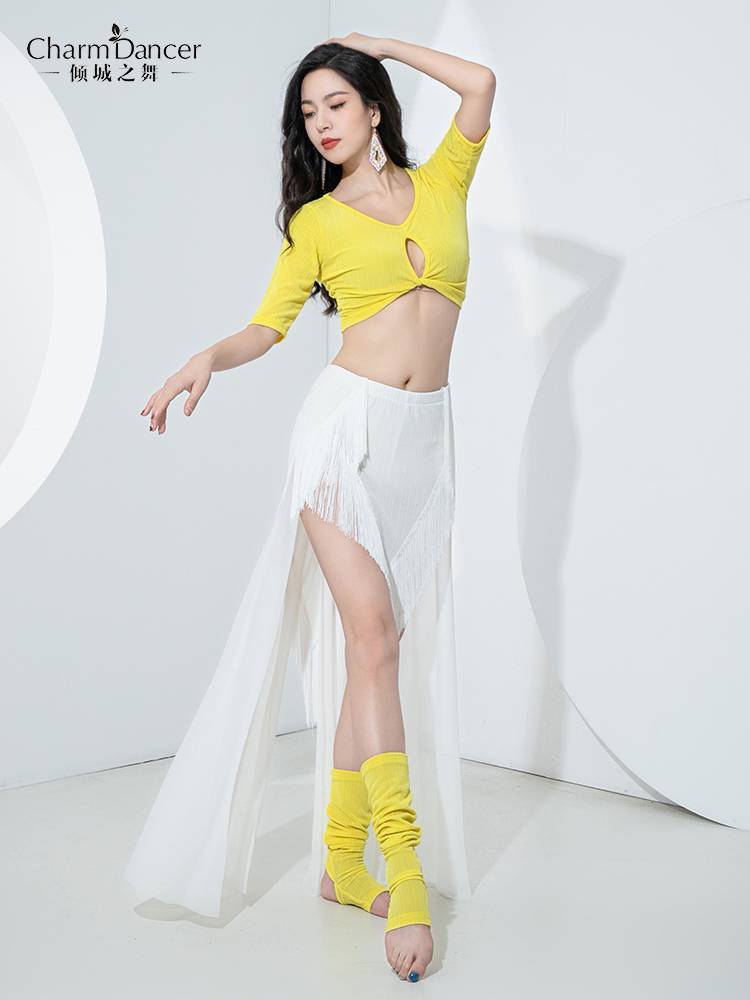 The dancing belly dance practice service 2024 new candy color, color -colored tassel trailer skirt dance exercise service