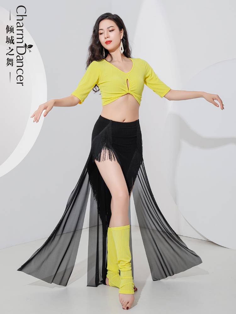 The dancing belly dance practice service 2024 new candy color, color -colored tassel trailer skirt dance exercise service