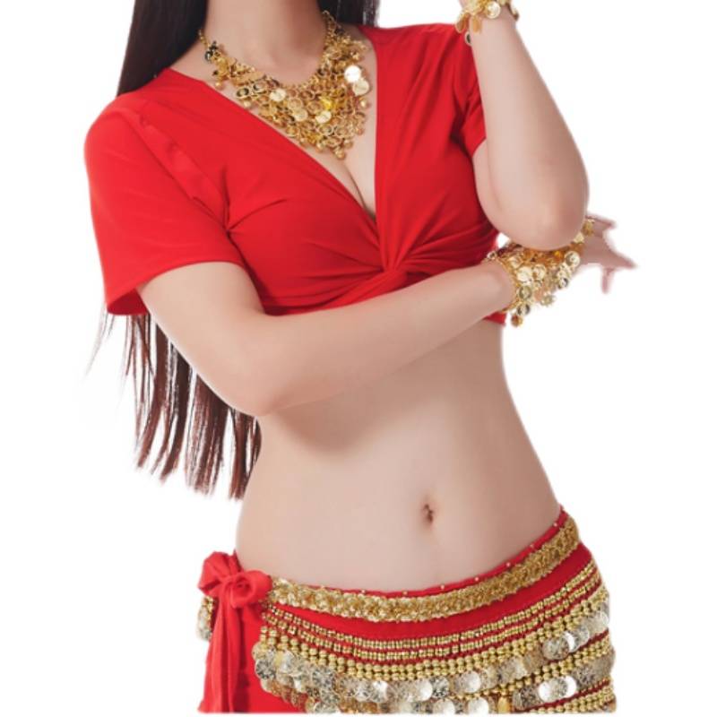 Special offer Clearance Belly Dance Topper Dress on Dance of Indian Dance Clothing Plaza Dance Network Dance Dance Multiple ways to wear half -sleeved
