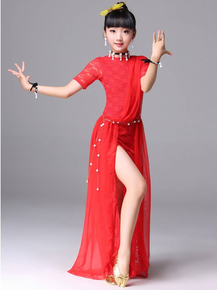 Baiya Qianhui Xia Children's Performance Server Belly Dance Clothing Fitting Practice Set Girl Dance Server Performance Services
